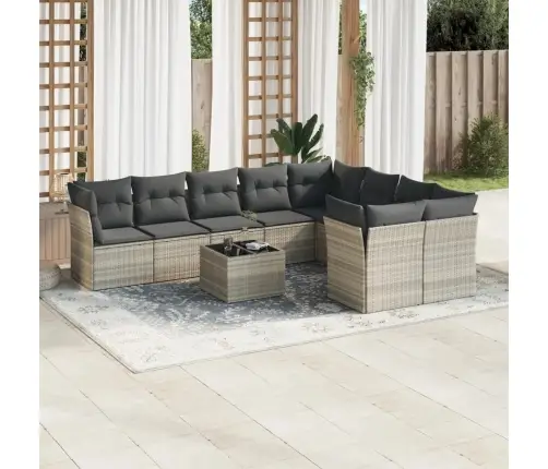 10-Osaline Aiadiivani Komplekt Patjadega, Helehall, Polürotang