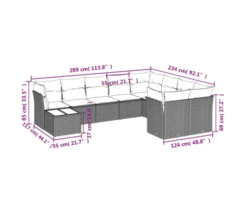 10-Osaline Aiadiivani Komplekt Patjadega, Pruun, Polürotang