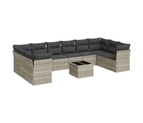 Sodo Komplektas Su Pagalvėlėmis, 11 Dalių, Pilkas, Poliratanas