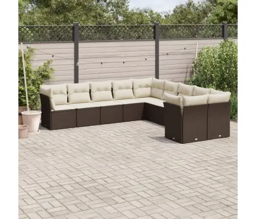 Sodo Komplektas Su Pagalvėlėmis, 10 Dalių, Rudas, Poliratanas