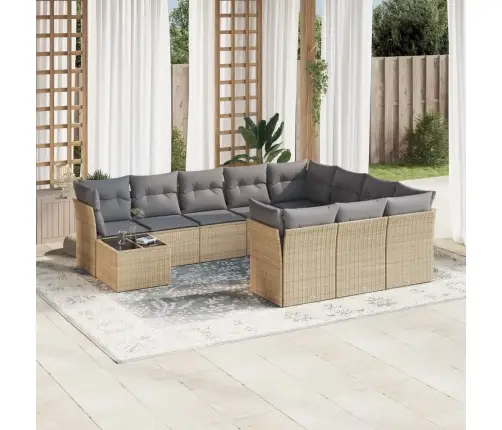 11-Osaline Aiadiivani Komplekt Patjadega, Beež, Polürotang