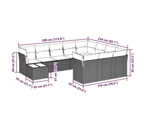 11-Osaline Aiadiivani Komplekt Patjadega, Helehall, Polürotang