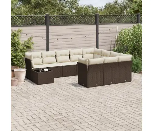 11-Daļīgs Dārza Dīvāna Komplekts, Matrači, Brūna Pe Rotangpalma Vidaxl