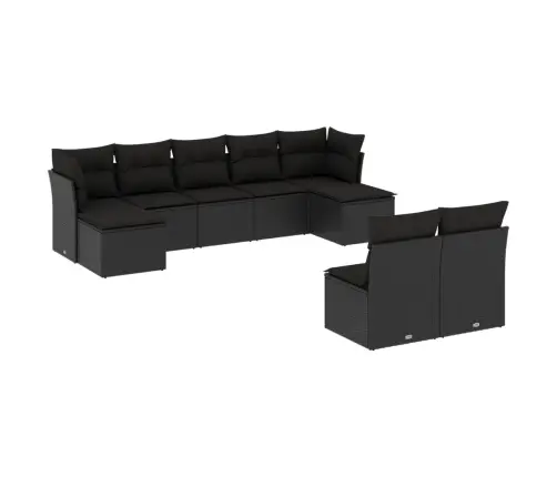 9-Daļīgs Dārza Dīvāna Komplekts, Matrači, Melna Pe Rotangpalma Vidaxl