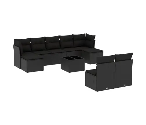 Sodo Komplektas Su Pagalvėlėmis, 10 Dalių, Juodas, Poliratanas