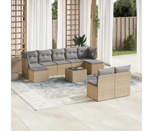 10-Osaline Aiadiivani Komplekt Patjadega, Beež, Polürotang