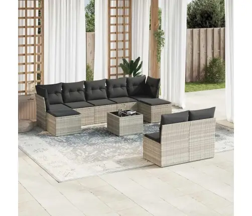 10-Osaline Aiadiivani Komplekt Patjadega, Helehall, Polürotang