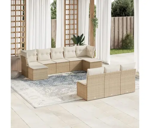 10-Osaline Aiadiivani Komplekt Patjadega, Beež, Polürotang