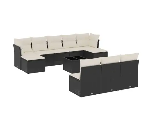 11-Daļīgs Dārza Dīvāna Komplekts, Matrači, Melna Pe Rotangpalma Vidaxl