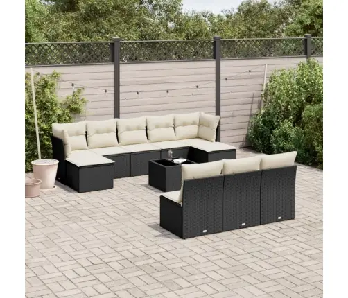 11-Daļīgs Dārza Dīvāna Komplekts, Matrači, Melna Pe Rotangpalma Vidaxl