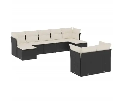 9-Daļīgs Dārza Dīvāna Komplekts, Matrači, Melna Pe Rotangpalma Vidaxl