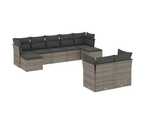 Sofos Komplektas Su Pagalvėlėmis, 9 Dalių, Pilkas, Poliratanas