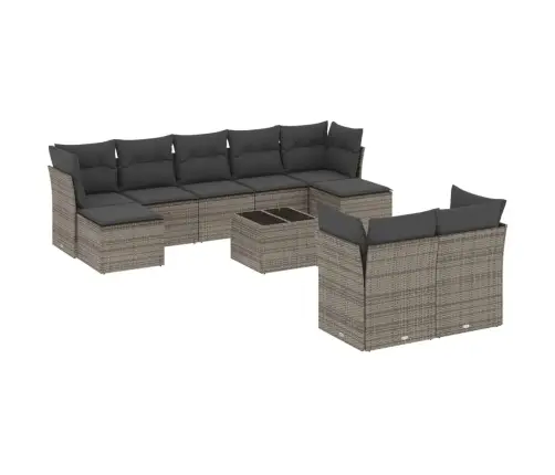 Sodo Komplektas Su Pagalvėlėmis, 10 Dalių, Pilkas, Poliratanas