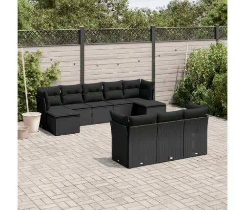 10-Daļīgs Dārza Dīvāna Komplekts, Matrači, Melna Pe Rotangpalma Vidaxl