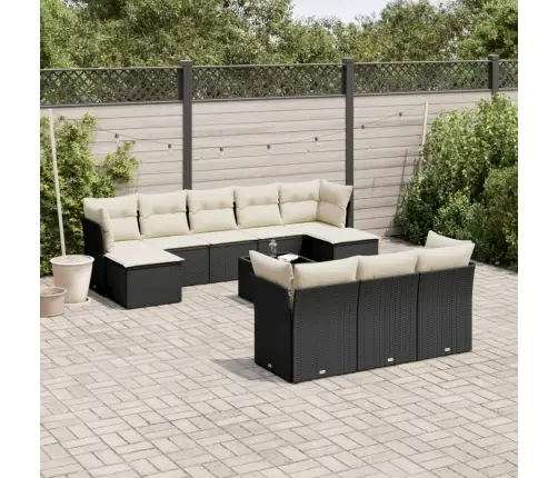 11-Daļīgs Dārza Dīvāna Komplekts, Matrači, Melna Pe Rotangpalma Vidaxl