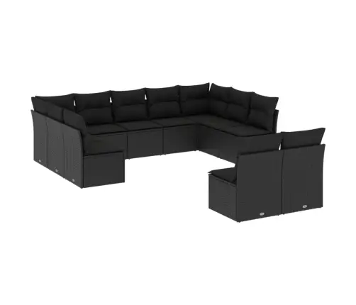 11-Daļīgs Dārza Dīvāna Komplekts, Matrači, Melna Pe Rotangpalma Vidaxl