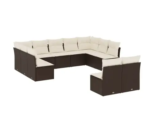 Sodo Komplektas Su Pagalvėlėmis, 11 Dalių, Rudas, Poliratanas