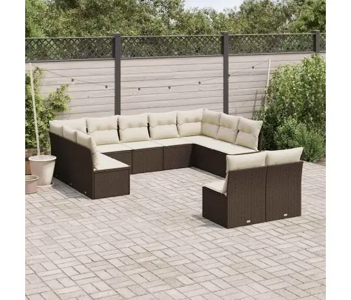 Sodo Komplektas Su Pagalvėlėmis, 11 Dalių, Rudas, Poliratanas