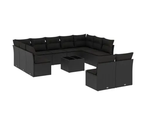 12-Osaline Aiadiivani Komplekt Patjadega, Must, Polürotang