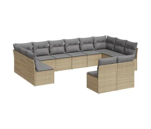 12-Daļīgs Dārza Dīvāna Komplekts, Matrači, Bēša Pe Rotangpalma Vidaxl