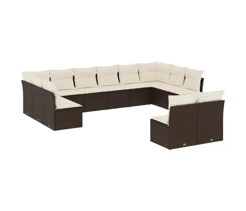 Sodo Komplektas Su Pagalvėlėmis, 12 Dalių, Rudas, Poliratanas