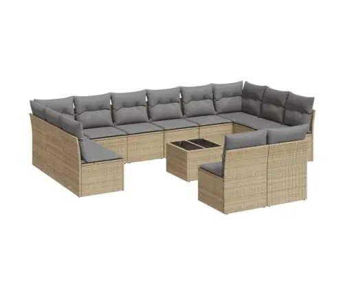 13-Daļīgs Dārza Dīvāna Komplekts, Matrači, Bēša Pe Rotangpalma Vidaxl