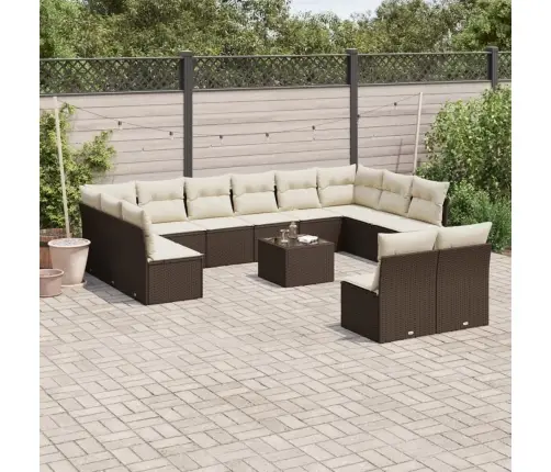 13-Daļīgs Dārza Dīvānu Komplekts, Matrači, Brūna Pe Rotangpalma Vidaxl