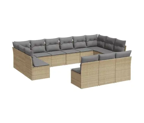 Sofos Komplektas Su Pagalvėlėmis, 13 Dalių, Smėlio, Poliratanas