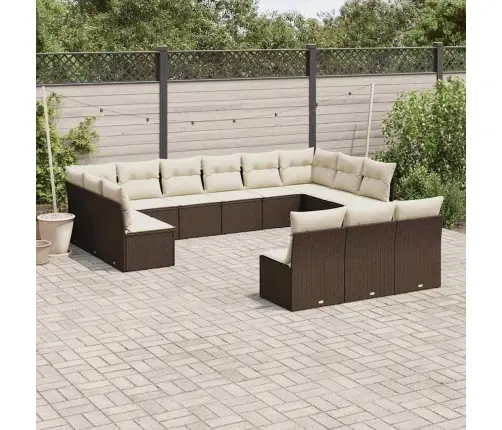 13-Daļīgs Dārza Dīvānu Komplekts, Matrači, Brūna Pe Rotangpalma Vidaxl