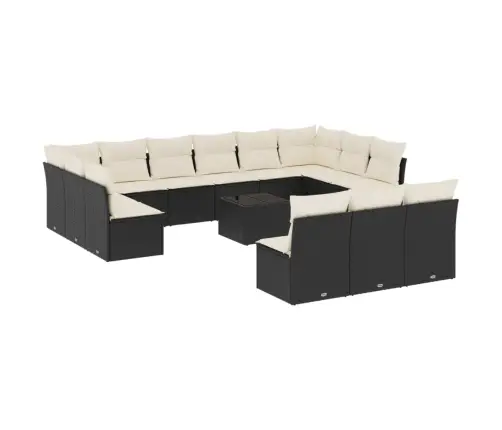 Sodo Komplektas Su Pagalvėlėmis, 14 Dalių, Juodas, Poliratanas