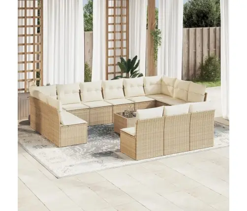 14-Osaline Aiadiivani Komplekt Patjadega, Beež, Polürotang