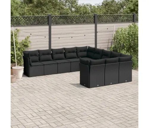 Sodo Komplektas Su Pagalvėlėmis, 11 Dalių, Juodas, Poliratanas