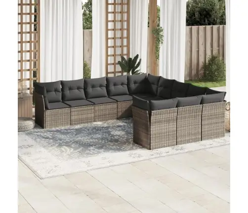 Sodo Komplektas Su Pagalvėlėmis, 11 Dalių, Pilkas, Poliratanas