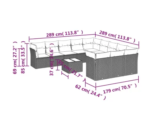 12-Osaline Aiadiivani Komplekt Patjadega, Must, Polürotang