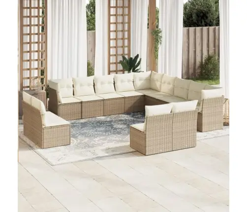 12-Osaline Aiadiivani Komplekt Patjadega, Beež, Polürotang