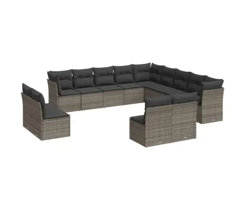 12-Daļīgs Dārza Atpūtas Mēbeļu Komplekts, Matrači, Pelēks Pe Vidaxl