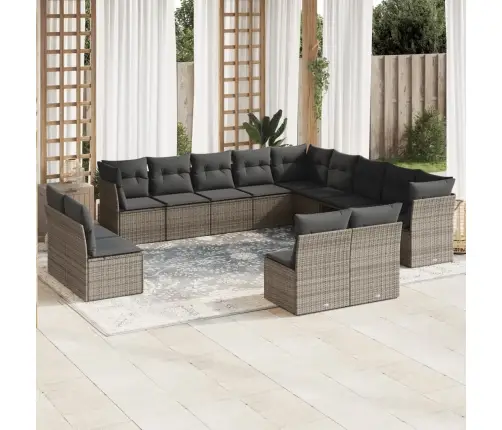 12-Daļīgs Dārza Atpūtas Mēbeļu Komplekts, Matrači, Pelēks Pe Vidaxl