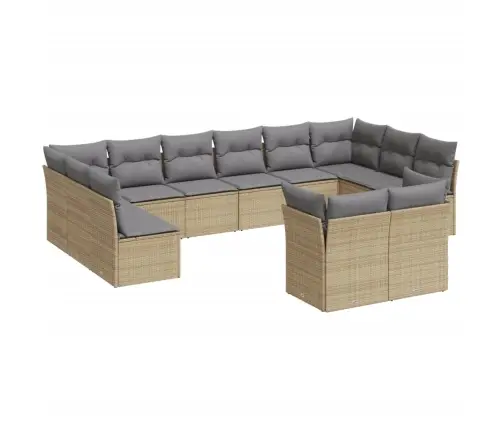 12-Daļīgs Dārza Dīvāna Komplekts, Matrači, Bēša Pe Rotangpalma Vidaxl