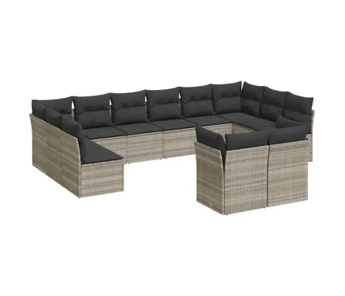 Sodo Komplektas Su Pagalvėlėmis, 12 Dalių, Pilkas, Poliratanas Sodo Komplektas Su Pagalvėlėmis, 12 Dalių, Pilkas, Poliratanas