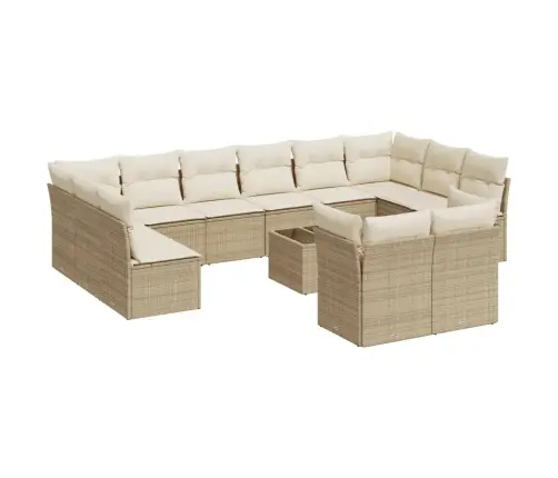 13-Daļīgs Dārza Dīvāna Komplekts, Matrači, Bēša Pe Rotangpalma Vidaxl