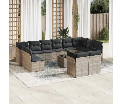 13-Osaline Aiadiivani Komplekt Patjadega, Helehall, Polürotang