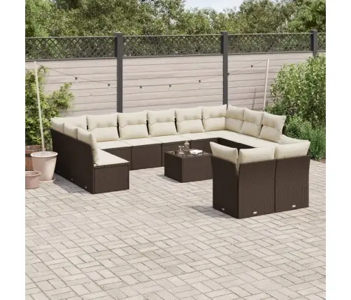 Sodo Komplektas Su Pagalvėlėmis, 13 Dalių, Rudas, Poliratanas