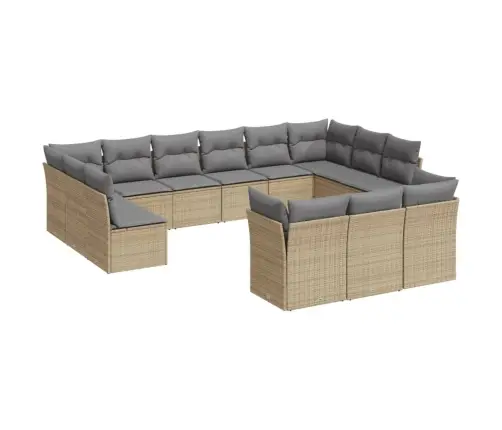 13-Daļīgs Dārza Dīvāna Komplekts, Matrači, Bēša Pe Rotangpalma Vidaxl