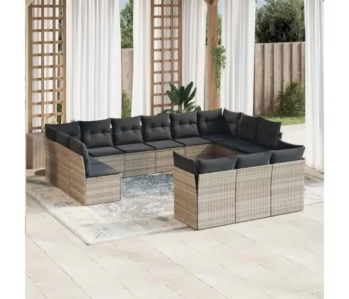 13-Osaline Aiadiivani Komplekt Patjadega, Helehall, Polürotang