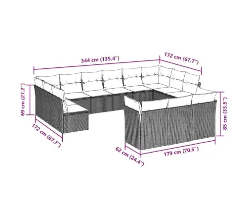 13-Daļīgs Dārza Dīvānu Komplekts, Matrači, Brūna Pe Rotangpalma Vidaxl 13-Daļīgs Dārza Dīvānu Komplekts, Matrači, Brūna Pe Rotangpalma Vidaxl