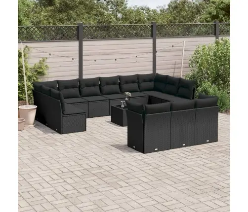 14-Daļīgs Dārza Dīvāna Komplekts, Matrači, Melna Pe Rotangpalma Vidaxl 14-Daļīgs Dārza Dīvāna Komplekts, Matrači, Melna Pe Rotangpalma Vidaxl