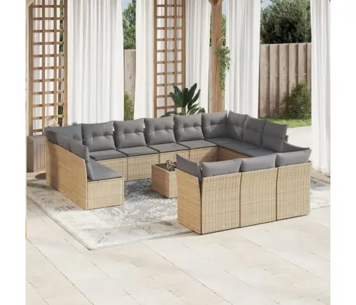 14-Osaline Aiadiivani Komplekt Patjadega, Beež, Polürotang