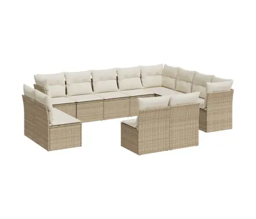 12-Daļīgs Dārza Dīvāna Komplekts, Matrači, Bēša Pe Rotangpalma Vidaxl