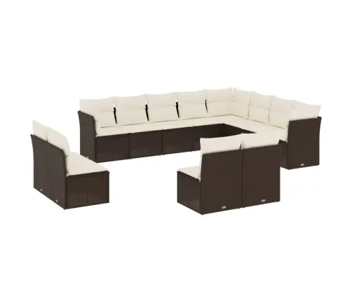 12-Daļīgs Dārza Dīvāna Komplekts, Matrači, Brūna Pe Rotangpalma Vidaxl