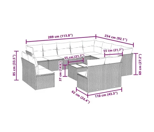 13-Osaline Aiadiivani Komplekt Patjadega, Helehall, Polürotang